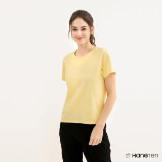 【Hang Ten】女裝-REGULAR FIT BCI純棉經典腳丫圓領短袖T恤(黃)