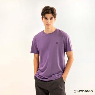 【Hang Ten】男裝-COMFORT FIT BCI純棉經典腳丫圓領短袖T恤(紫)
