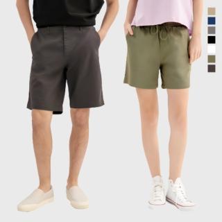 【Hang Ten】男女裝-經典款百慕達鬆緊腰修身休閒短褲(多款選)