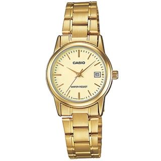 【CASIO 卡西歐】復古金星不鏽鋼腕錶/金x黃面 刻度款(LTP-V002G-9A)