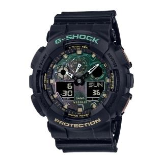 【CASIO 卡西歐】G-SHOCK 仿鏽粗曠雙顯電子錶(GA-100RC-1A)