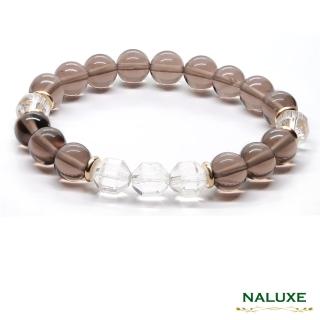 【Naluxe】白水晶 冰種黑曜石 設計款開運手鍊(避邪擋煞、中性款、七月必備)