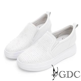 【GDC】沖孔經典舒適真皮後底超輕量休閒鞋-白色(226091-11)