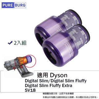 【PUREBURG】2入組-適用Dyson戴森SV18輕量型無線吸塵器Digital Slim Fluffy Extra HEPA集塵濾網2入組
