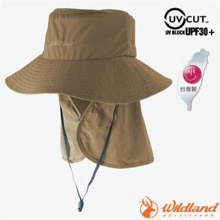 【Wildland 荒野】中性抗UV可脫式功能遮陽帽.防曬帽.護頸帽.休閒帽(WH1037-83 白卡其)