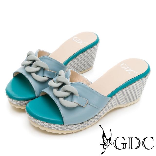 【GDC】春夏繽紛色彩鍊條釦飾厚底拖鞋-淺灰色(213426-06)