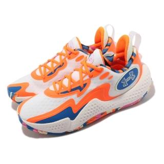 【UNDER ARMOUR】籃球鞋 Spawn 5 LE 男鞋 白 橘 低筒 UA(3026758100)