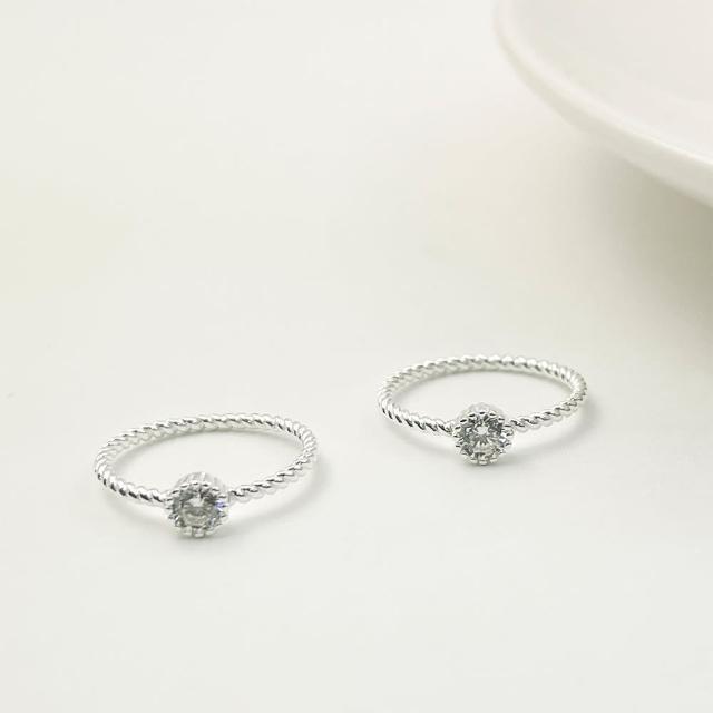 【Niloe】鑽石造型純銀尾戒 指耀華麗 組合戒系列 女款創新設計(925純銀 尾戒 對戒 多尺寸)
