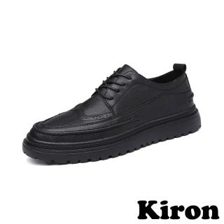 【Kiron】厚底休閒鞋/英倫時尚布洛克雕花造型復古厚底休閒鞋-男鞋(黑)