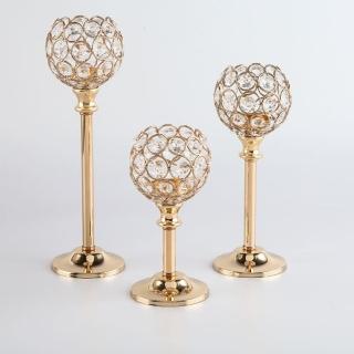 【JEN】歐式水晶球狀燭光晚餐燭台工藝品擺飾1入(2尺寸可選)