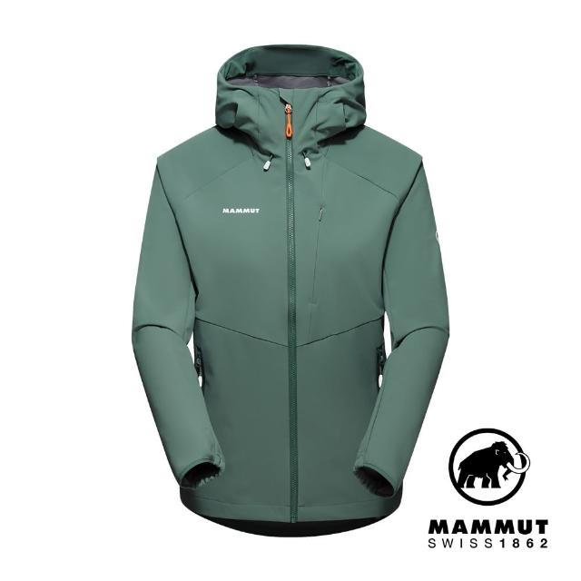 【Mammut 長毛象】Ultimate Comfort SO Hooded Jacket W 經典軟殼連帽外套 深玉石綠 女款 #1011-01960