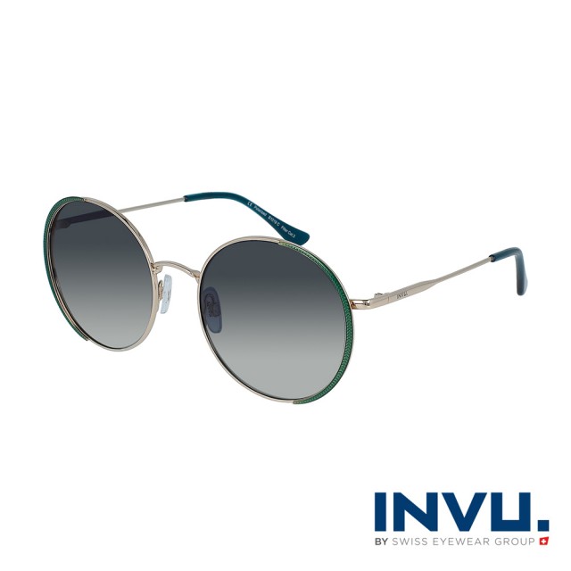 【INVU】瑞士俏皮經典圓框偏光太陽眼鏡(銀色 B1019C)