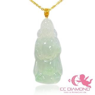 【CC Diamond】天然翡翠A貨 18K金 冰種財神爺墜子(冰甜綠)