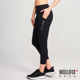【Mollifix 瑪莉菲絲】3D修身多功能訓練褲、瑜珈服、Legging(黑)