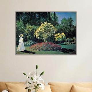 《花園中的女子．聖阿德雷斯》莫內Monet．印象派畫家 世界名畫 經典名畫 風景油畫-白框40x60CM