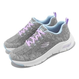 【SKECHERS】休閒鞋 Arch Fit-Comfy Wave 寬楦 女鞋 灰 紫 回彈 避震 支撐 運動鞋(149414WCCLV)