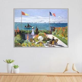 《聖阿德雷斯花園陽台》莫內Monet．印象派畫家 世界名畫 經典名畫 風景油畫-白框60x80CM