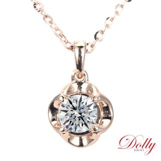 【DOLLY】0.30克拉 18K金輕珠寶完美車工玫瑰金鑽石項鍊(031)