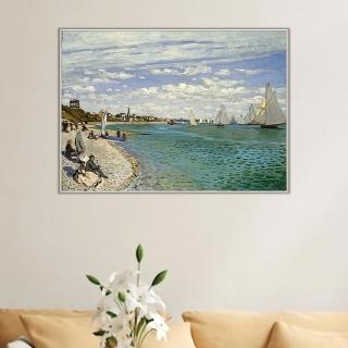 《帆船比賽》莫內Monet．印象派畫家 世界名畫 經典名畫 風景油畫-白框60x80CM