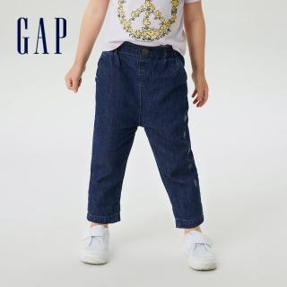 【GAP】女幼童裝 Logo花苞牛仔褲-深藍色(810357)