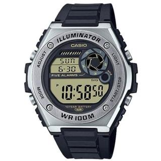 【CASIO 卡西歐】科技都會數位電子腕錶/黑x銀框(MWD-100H-9A)
