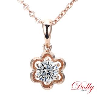 【DOLLY】0.50克拉 14K金輕珠寶完美車工玫瑰金鑽石項鍊(019)