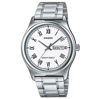 【CASIO 卡西歐】紳士簡約不鏽鋼腕錶/銀x白面 羅馬數字款(MTP-V006D-7B)