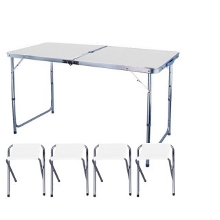 【酷博士】戶外休閒折疊桌椅組 灰白款 1桌4椅