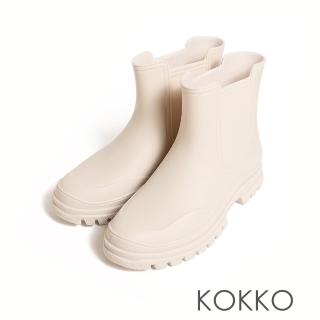 【KOKKO 集團】晴雨兩穿質感霧面短筒雨靴(白色)
