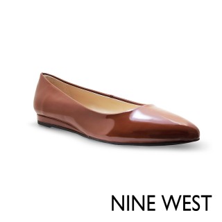 【NINE WEST】FLIVE3純色尖楦頭平底鞋-棕色