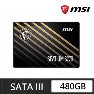 【MSI 微星】SPATIUM S270 480GB SATA ssd固態硬碟 (讀 500M/寫 450M)