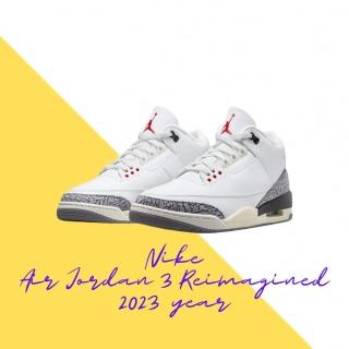 【NIKE 耐吉】休閒鞋 Air Jordan 3 Reimagined 2023年版 白水泥 白紅灰 爆裂紋 男鞋 DN3707-100