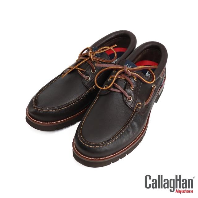 【CallagHan】真皮質感輕量休閒帆船鞋 深棕色(12500-MAR)