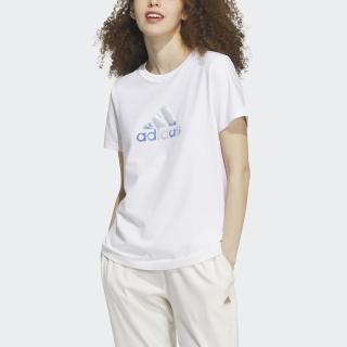 【adidas 愛迪達】MH LANT BOS Tee 女 短袖 上衣 T恤 亞洲版 運動 訓練 棉質 漸層 白(IN1437)