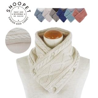 【日本SOLEIL】頂級設計親膚柔軟舒適鈕扣式脖圍羊毛觸感釦子圍巾披肩(白色)