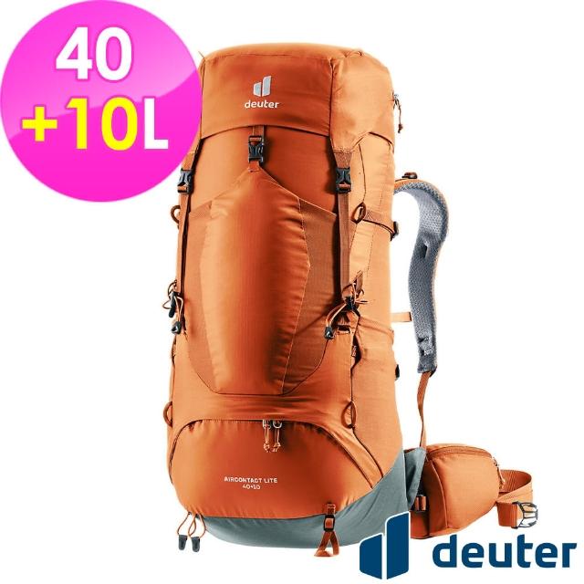 【deuter】AIRCONTACT LITE拔熱式透氣背包40L+10L(3340123橘/長途登山包/自助背包客/休閒旅遊包)