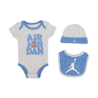 【NIKE 耐吉】包屁衣禮盒 Jordan Baby 寶寶上衣 新生兒 滿月禮 喬丹 圍兜 帽子 0~12個月(JD2233010NB-001)