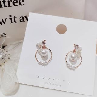 【BBHONEY】韓國製 珍珠小花圈圈耳環(韓國東大門飾品)