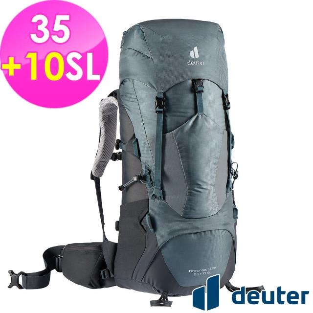 【deuter】AIRCONTACT LITE拔熱式透氣背包35L+10SL(3340221深灰/黑/窄肩款/長途登山/自助背包客/休閒旅遊)