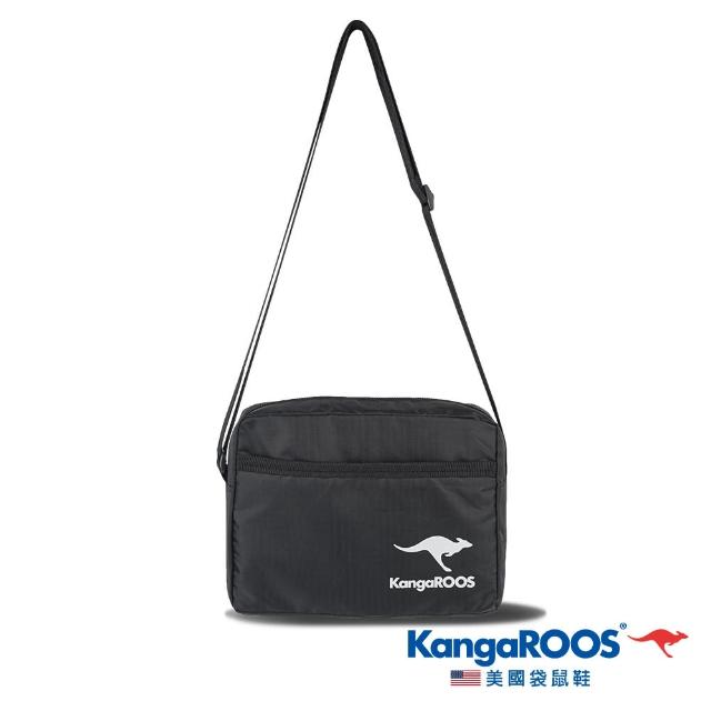 【KangaROOS】輕便斜背包 多隔層袋 隨身小包(黑/KM13660)