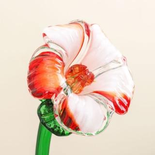 【JEN】創意手工玻璃紅白鑲嵌花朵擺飾工藝品