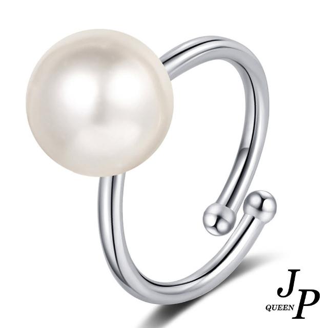 【Jpqueen】巴洛克貝珠線條開口彈性戒指(銀色)