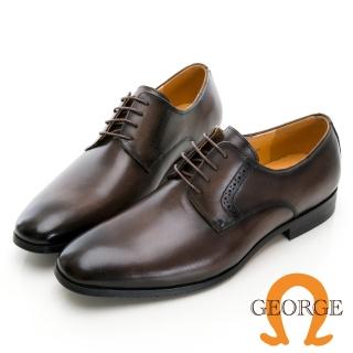 【GEORGE 喬治皮鞋】AMBER系列 職人通勤素面漸層刷色綁帶紳士鞋 -灰235023CZ90