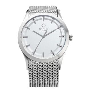 【OBAKU】極簡大三針米蘭帶腕錶-銀框白面/41.5mm(V124GCIMC1)