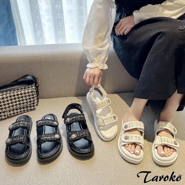 【Taroko】氣質小香風平底涼拖鞋(2款2色可選)