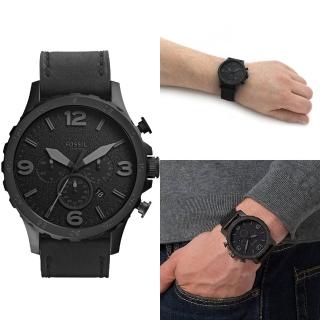 【FOSSIL】Nate 粗獷型男皮革計時腕錶(JR1354)