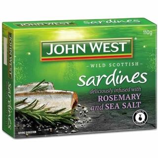 【澳洲JOHN WEST】油漬海鹽迷迭香沙丁魚110G(沙拉 料理 義大利麵 早餐)