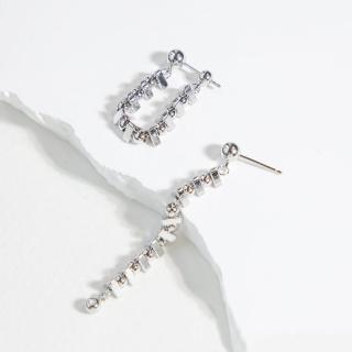 【ZANZAN 冉冉】抗敏銀針-兩戴式金屬積木耳環(925銀針)