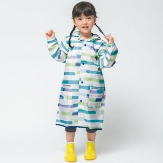 【w.p.c】空氣感兒童雨衣/超輕量防水風衣 附收納袋(湖藍橫紋M)