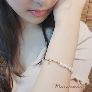 【焦糖小姐 Ms caramelo】925銀鍍18K黃(淡水珍珠手鍊)